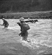 Shooting exercices in Walenstadt, around 1960