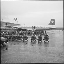 Police escort for Emperor Haile Selassie leaving Switzerland, Kloten 1954