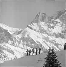 Skiers in the Bernese Oberland. 1957