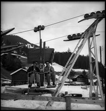 King Baudouin of Belgium with his brother Albert in Gstaad, 1952