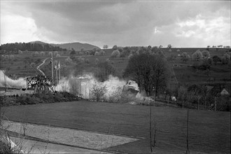 Blasting of church tower, Zeihen 1965