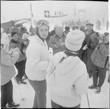 Princess Brigitta of Sweden visiting a ski race in Grindelwald, 1960