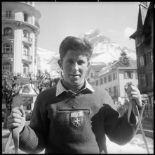 Racing skier Adolf Mathis, around 1960