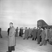 Vyacheslav Molotov's arrival at the Geneva airport, 1954