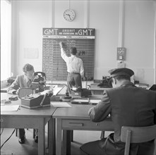 Flight planning at airport Zurich-Kloten around 1956