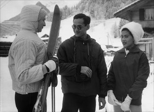 Alexandra of Kent with Bhumibol and Sirikit of Thailand in Gstaad, 1961