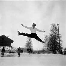 André Calame, figure skater. Flims 1952