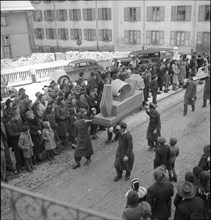 Carnival festivities in Unteraegeri, circa in 1950