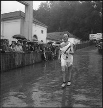 Gaston Godel become swiss champion in 50km walking, Lugano 1945