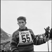 Racing skier Adolf Mathis, around 1960