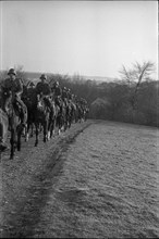 Willow near Chevenez. Cavalrymen riding their horses