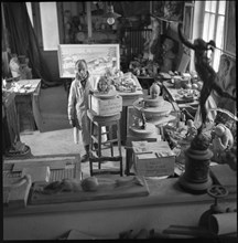 Karl Hänny in his Studio, 1950