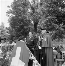 Mr Moser, president of the cantonal government, at the opening ceremony for the restored Porrentruy