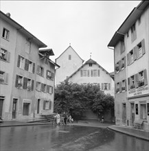 Klingnau with its castle in the background, around 1958