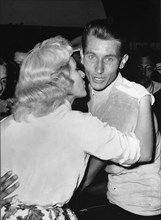 Tour of Italy 1960: overall-winner Anquetil kissed by his wife