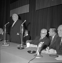 Ludwig Erhard and Prof. Jacques Rueff, economic talk in Zurich 1959