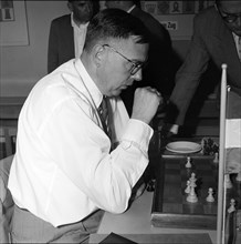 Chess master Max Euwe at a tournament in Lucerne 1950