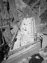 New bridge in the Schöllenen ravine under construction, 1955