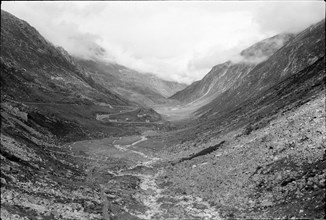 New built section of the road to the Gotthard pass 1971