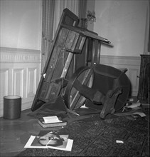 Devastated Romanian embassy, occuoation ending, Berne 1955