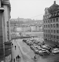 Parking place at the Walche, Waisenhausplatz, Bahnhofquai, Zürich 1952