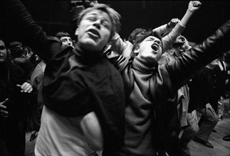 Cheering fans at Rolling Stones concert at Hallenstadion, Zurich 1967