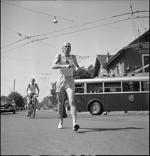 Rene Charriere, champion 50km race walk. Lausanne 1953