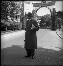 Prince Mohammed Ali of Egypt in front of Hotel Royal Savoy, Lausanne 1952