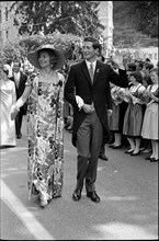 Prince Hans-Adam of Liechtenstein with his mother Gina at his wedding, 1967