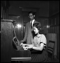 King Bhumibol of Thailand with his fiancée Sirikit in Switzerland, 1949