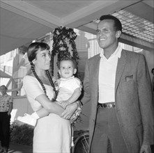 Harry Belafonte, singer with family 1958