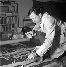 Pierre Gauchat in his studio, 1956