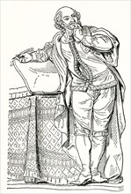 This 1905 illustration of William Shakespeare is based on a statue of the English author. William