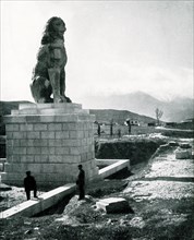 The Lion of Chaeronea was erected after the battle of Chaeronera (338 B.C), between the forces of