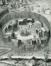 The caption reads: 'A Village of Indigenous People in Virginia.' It is taken from the 'Report of