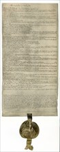 The original draft of the Magna Carta from the year 1215, the so-called Article of the Barons. The