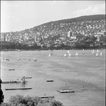 Zurich with lake, summer 1958.