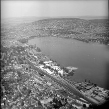 Zurich with the SAFFA fair grounds, 1958.