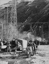 Concrete injection works for the Mattmark dam 1961.