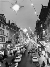 Christmas lighting on Rennweg, Zurich 1968