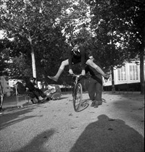 Cycling test for boys in Zurich, 1945.