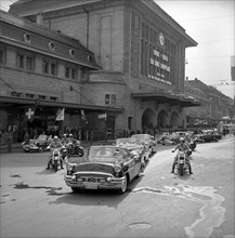 50th anniversary of the Simplon railway tunnel,  police motorcadeescorting the limousines in