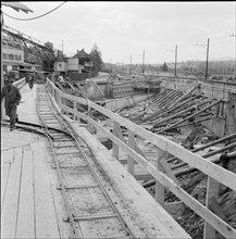 Giesshubel Zurich Sihltal railway bridge under construction 1959.