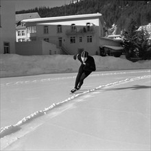 Speed Skating ECH 1954 in Davos, 1500m: Boris Shilkov wins.