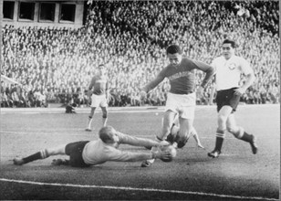 Hungary - Switzerland, Budapest, 1959: Goalkeeper Schneider, Albert, Meier.