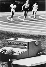 Olympic Games Tokyo, 1964: IBM Computer at the race track.