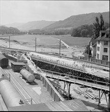 Giesshubel Zurich Sihltal railway bridge under construction 1959.