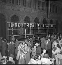 Zurich Festival 1953; couples dancing outdoors, ball.