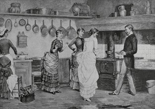 Shrove Tuesday"", 1882. Engraving by Baude after the canvas by the Finnish painter Gunnar Berndtson