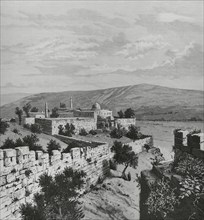 Jerusalem, Israel. Walls of the Temple of the Presentation. Engraving by Bernardo Rico (1825-1894).